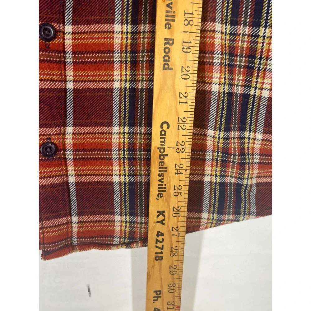 Buffalo Jeans Plaid Flannel Shirt Jacket Men M Red Navy Rugged Grunge Lumberjack